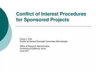 Conflict of Interest Procedures for Sponsored Projects