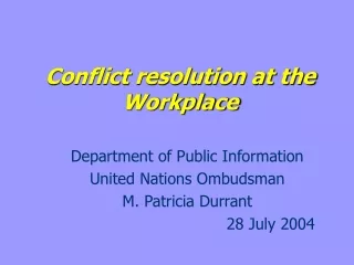 Conflict resolution at the Workplace