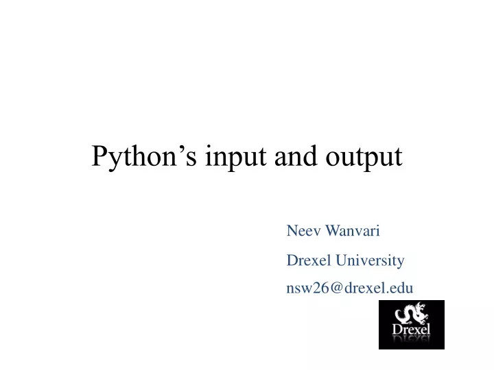 python s input and output