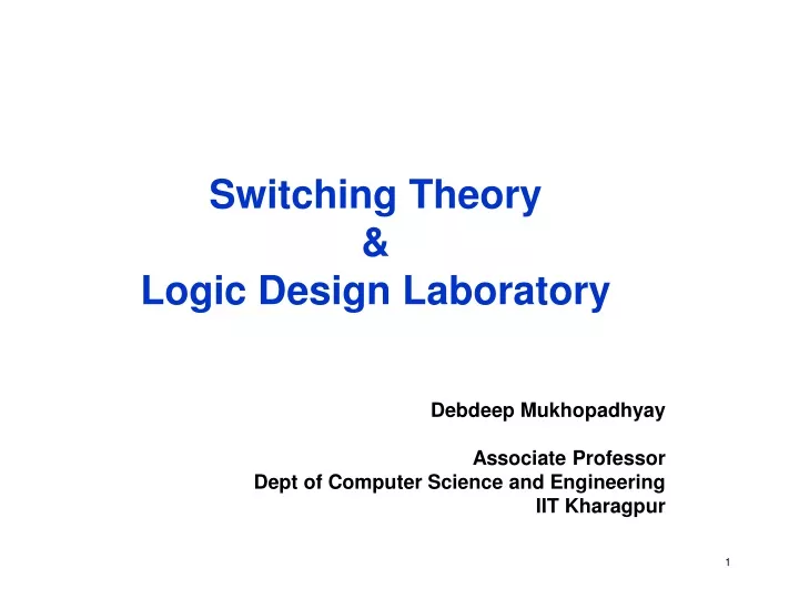 switching theory logic design laboratory
