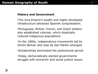 Human Geography of South  America