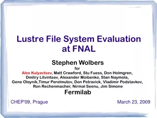 Lustre File System Evaluation  at FNAL