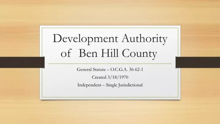development authority of ben hill county