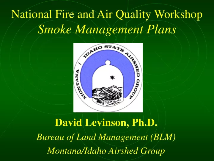 national fire and air quality workshop smoke management plans