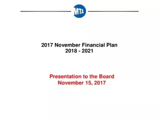 2017 November Financial Plan 2018 - 2021