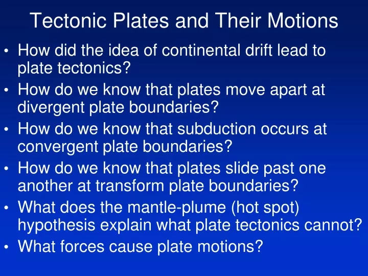 tectonic plates and their motions