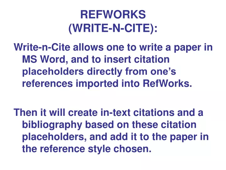 refworks write n cite