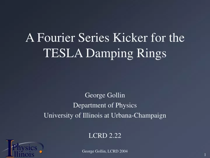 a fourier series kicker for the tesla damping rings