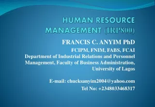 HUMAN RESOURCE MANAGEMENT  (IRP800)