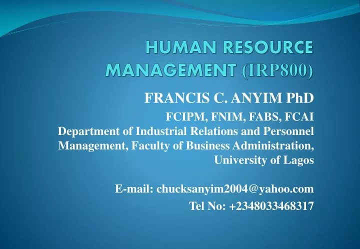 human resource management irp800