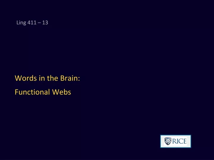 words in the brain functional webs
