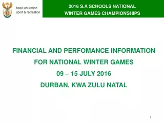 2016 S.A SCHOOLS NATIONAL                            WINTER GAMES CHAMPIONSHIPS