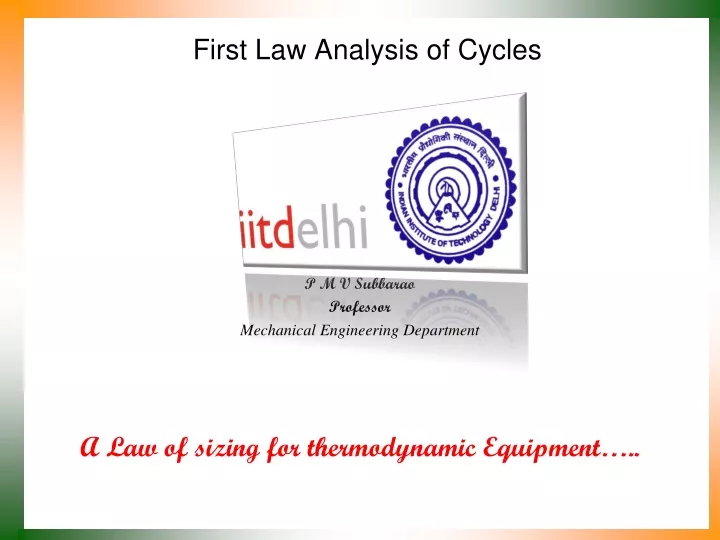 first law analysis of cycles