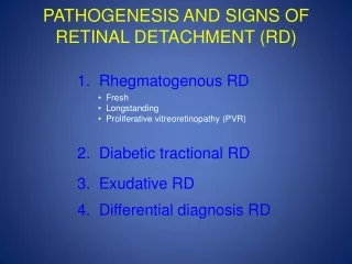 PATHOGENESIS AND SIGNS OF RETINAL DETACHMENT (RD)