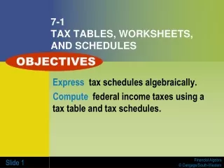7-1 TAX TABLES, WORKSHEETS, AND SCHEDULES