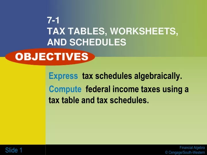 7 1 tax tables worksheets and schedules