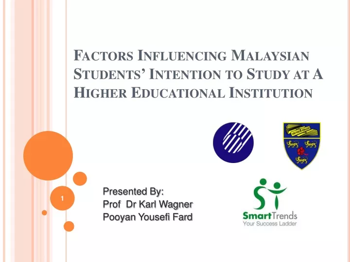 factors influencing malaysian students intention to study at a higher educational institution