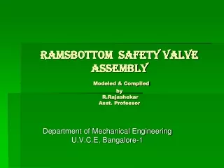 RAMSBOTTOM  SAFETY VALVE ASSEMBLY Modeled &amp; Compiled by R.Rajashekar Asst. Professor