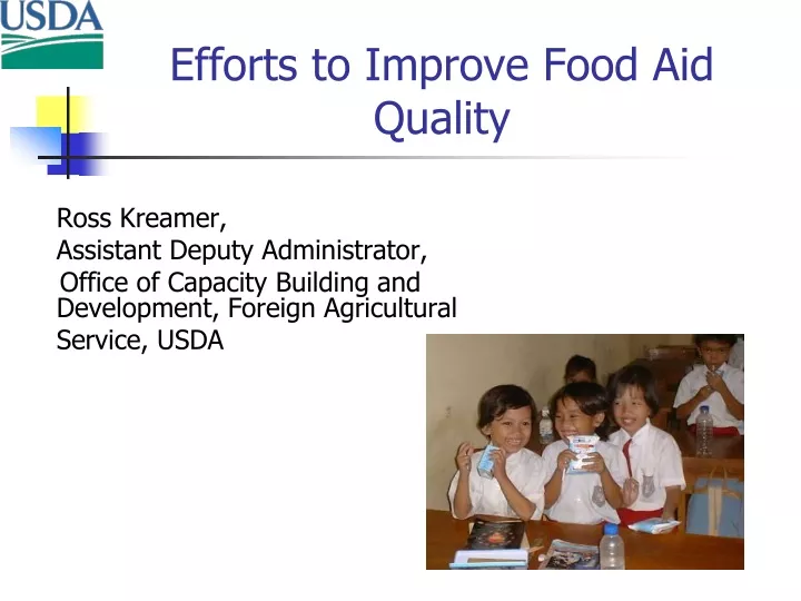 efforts to improve food aid quality