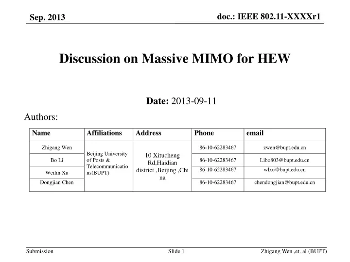 discussion on massive mimo for hew