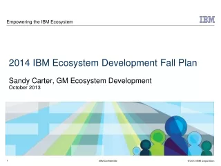 2014 IBM Ecosystem Development Fall Plan Sandy Carter, GM Ecosystem Development October 2013