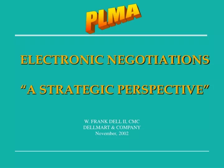 electronic negotiations a strategic perspective