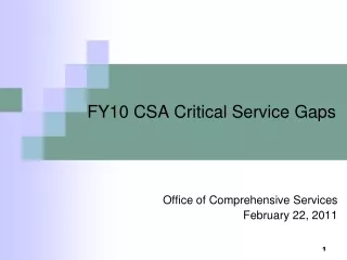 FY10 CSA Critical Service Gaps