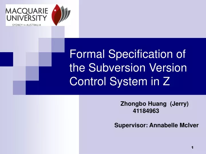 formal specification of the subversion version control system in z