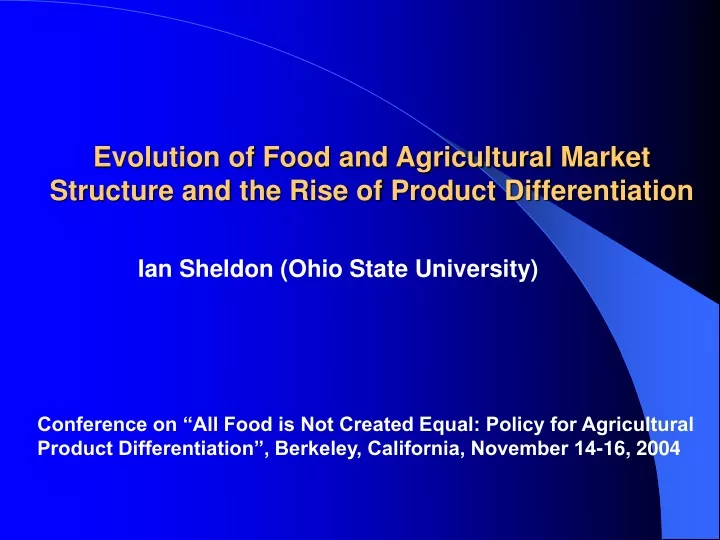 evolution of food and agricultural market