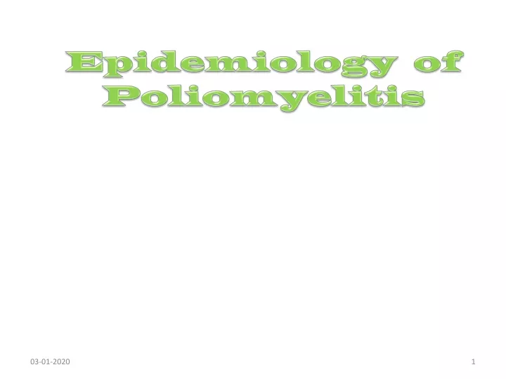 epidemiology of poliomyelitis