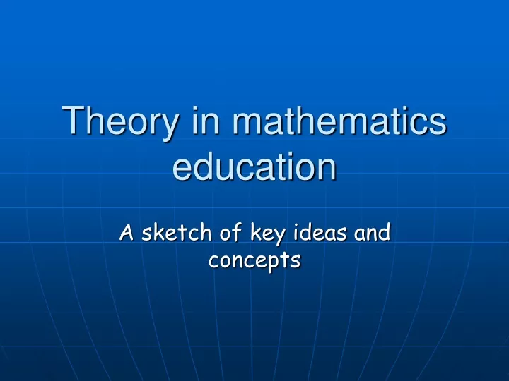 theory in mathematics education
