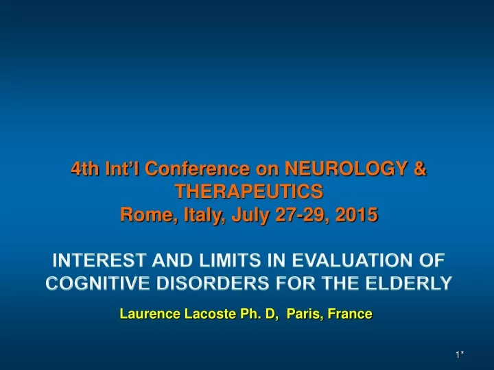 4th int l conference on neurology therapeutics