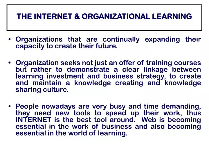 the internet organizational learning