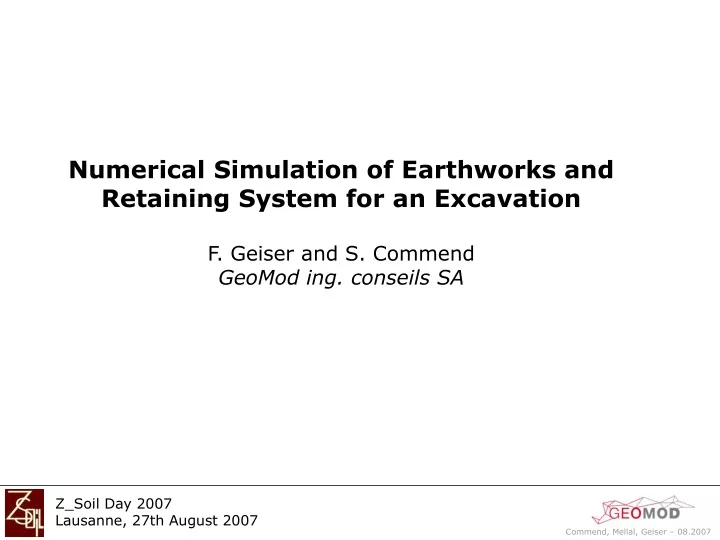 numerical simulation of earthworks and retaining