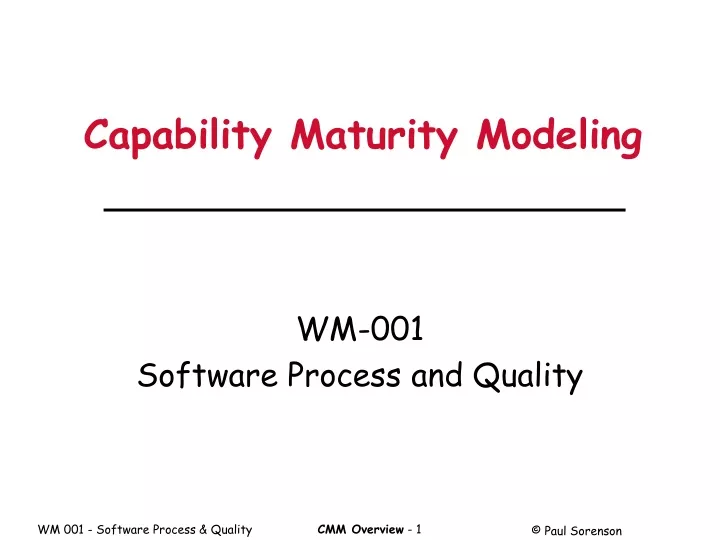 capability maturity modeling