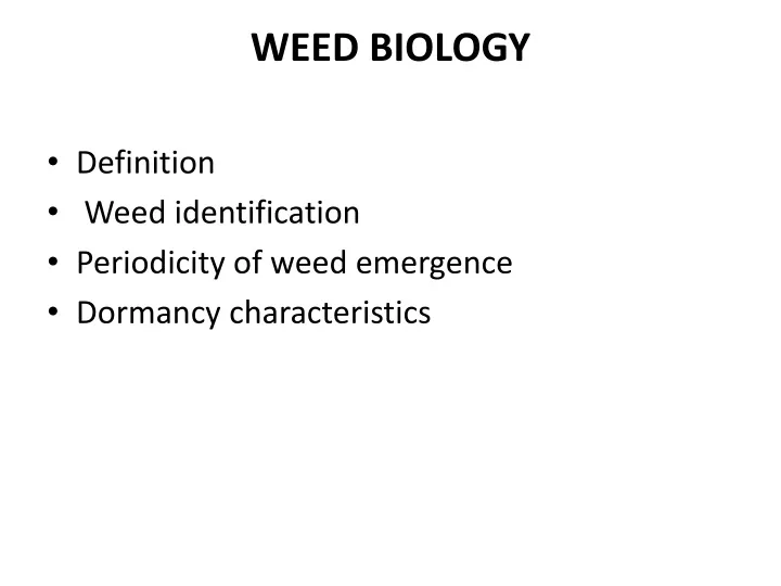 weed biology