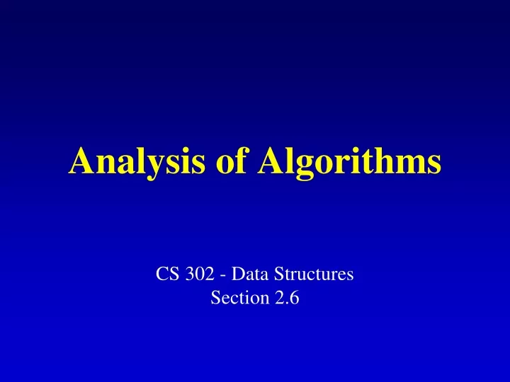 analysis of algorithms