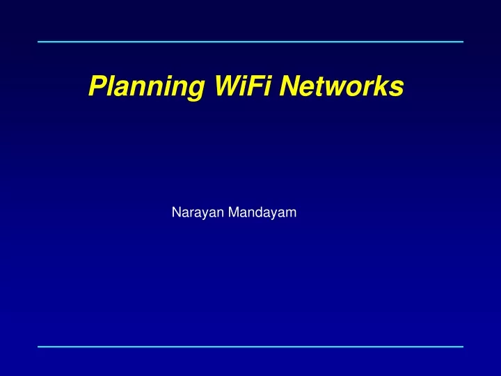 planning wifi networks