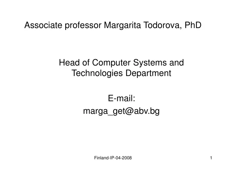 associate professor margarita todorova phd