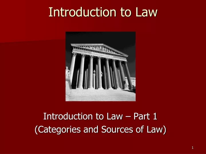 introduction to law part 1 categories and sources of law