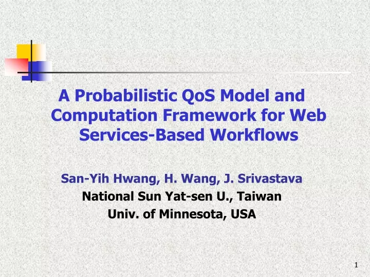 a probabilistic qos model and computation
