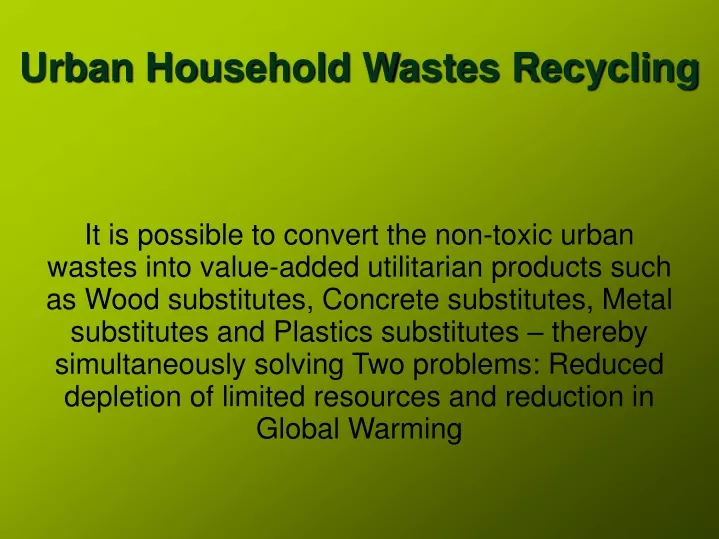 urban household wastes recycling