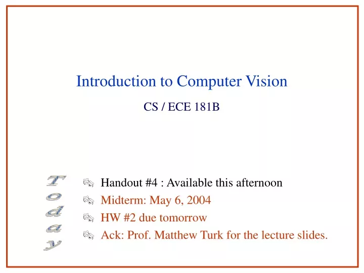 introduction to computer vision