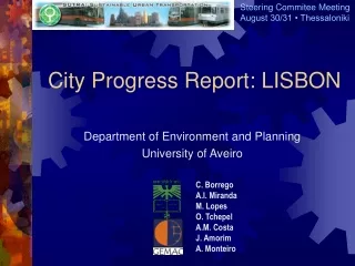 City Progress Report: LISBON