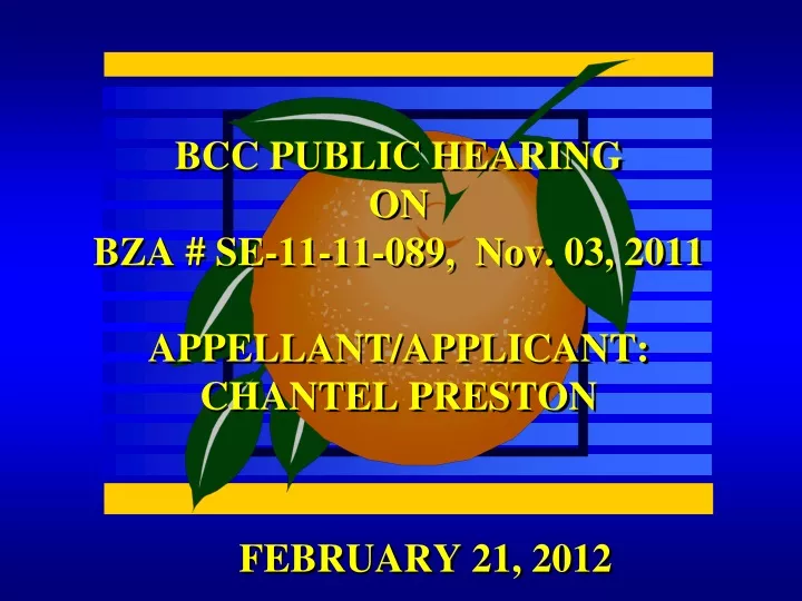 bcc public hearing on bza se 11 11 089 nov 03 2011 appellant applicant chantel preston