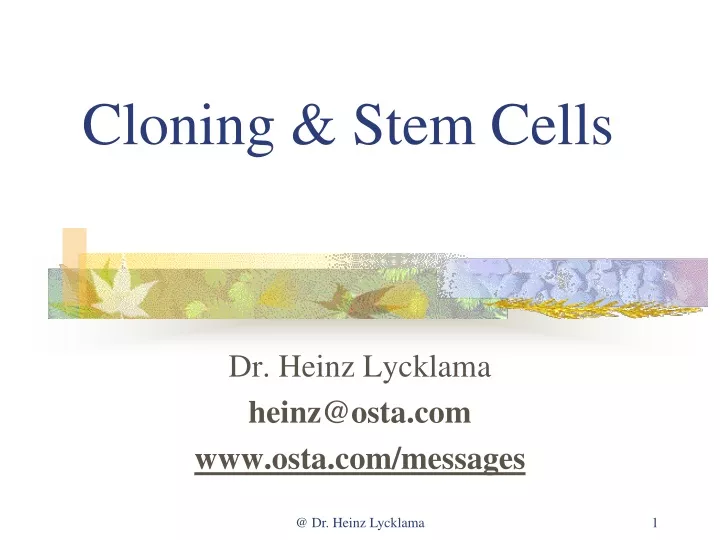 cloning stem cells