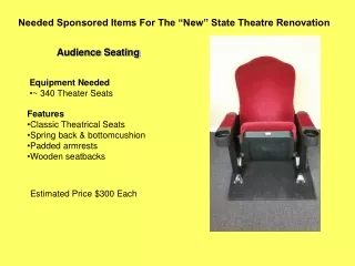 Needed Sponsored Items For The “New” State Theatre Renovation