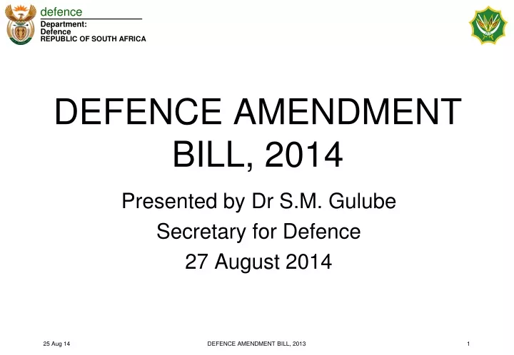 defence amendment bill 2014