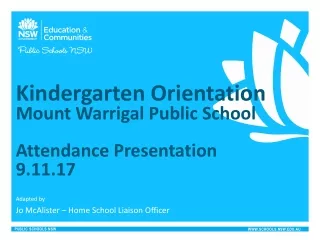 Kindergarten Orientation Mount Warrigal Public School Attendance Presentation 9.11.17