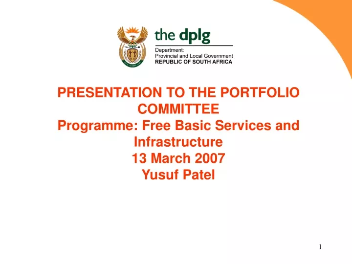 presentation to the portfolio committee programme